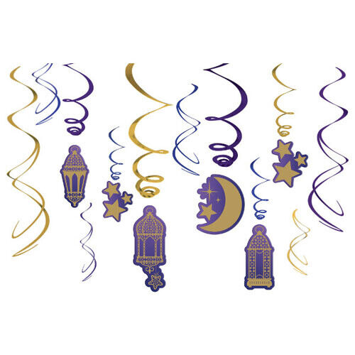 Eid Foil Swirl Hanging Decorations | Pack of 12