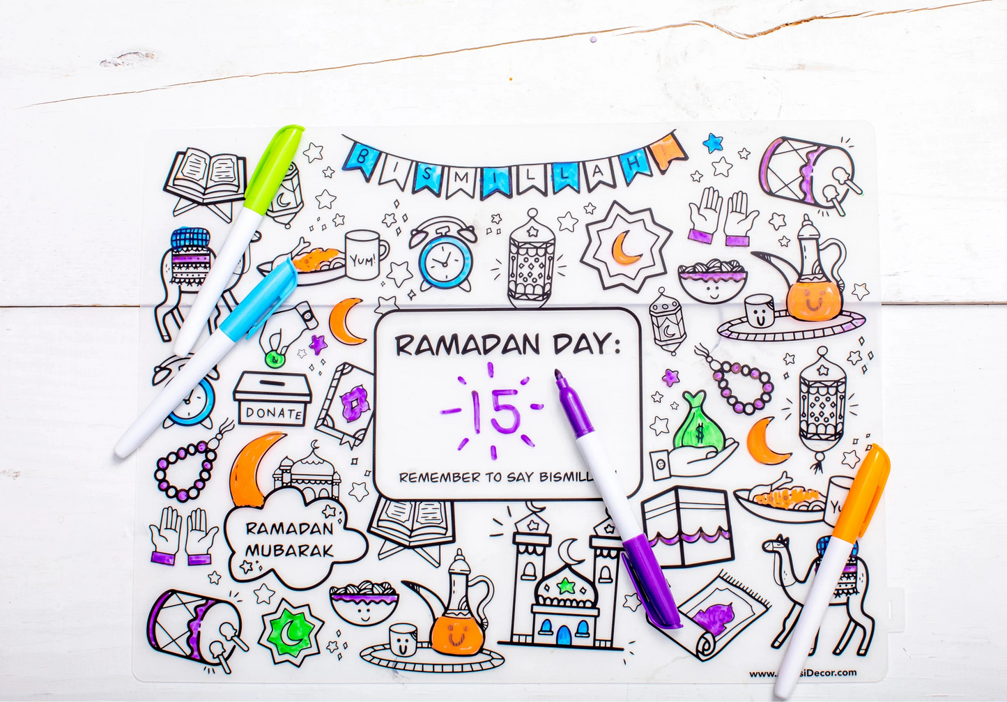 Amasi Washable Ramadan Coloring Silicone Placemat