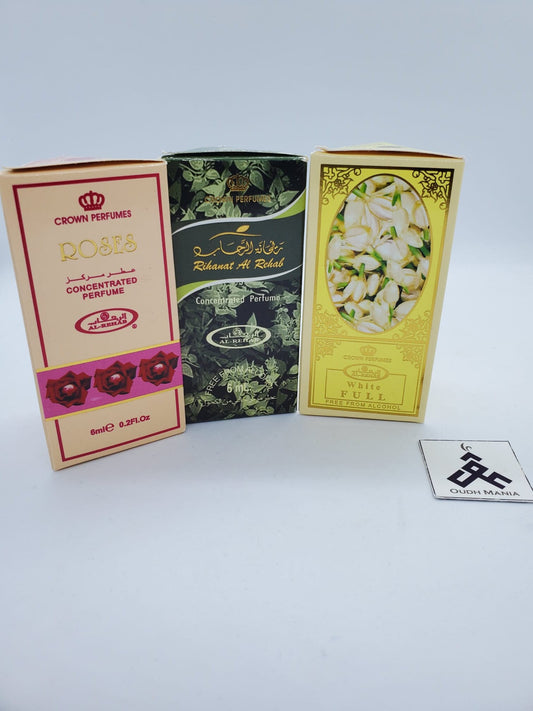 White Full Al-Rehab (6ml) / jasmine / Rose / Rihaat Crown Rehab Alcohol Free Perfume Oil (Attar) made in UAE