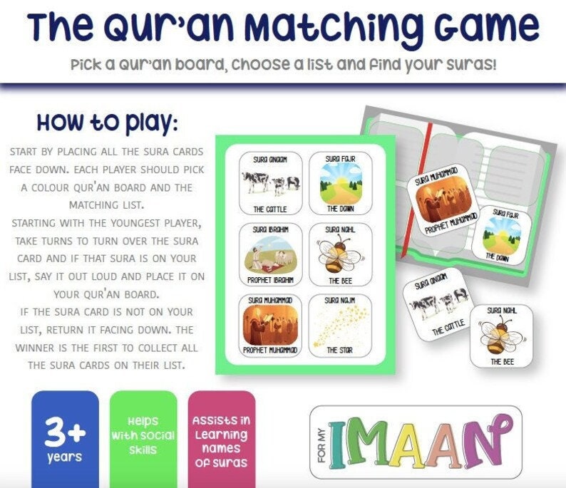 Qur'an Matching Game | Quran Memory Game - Made by For my Imaan | Now available in USA